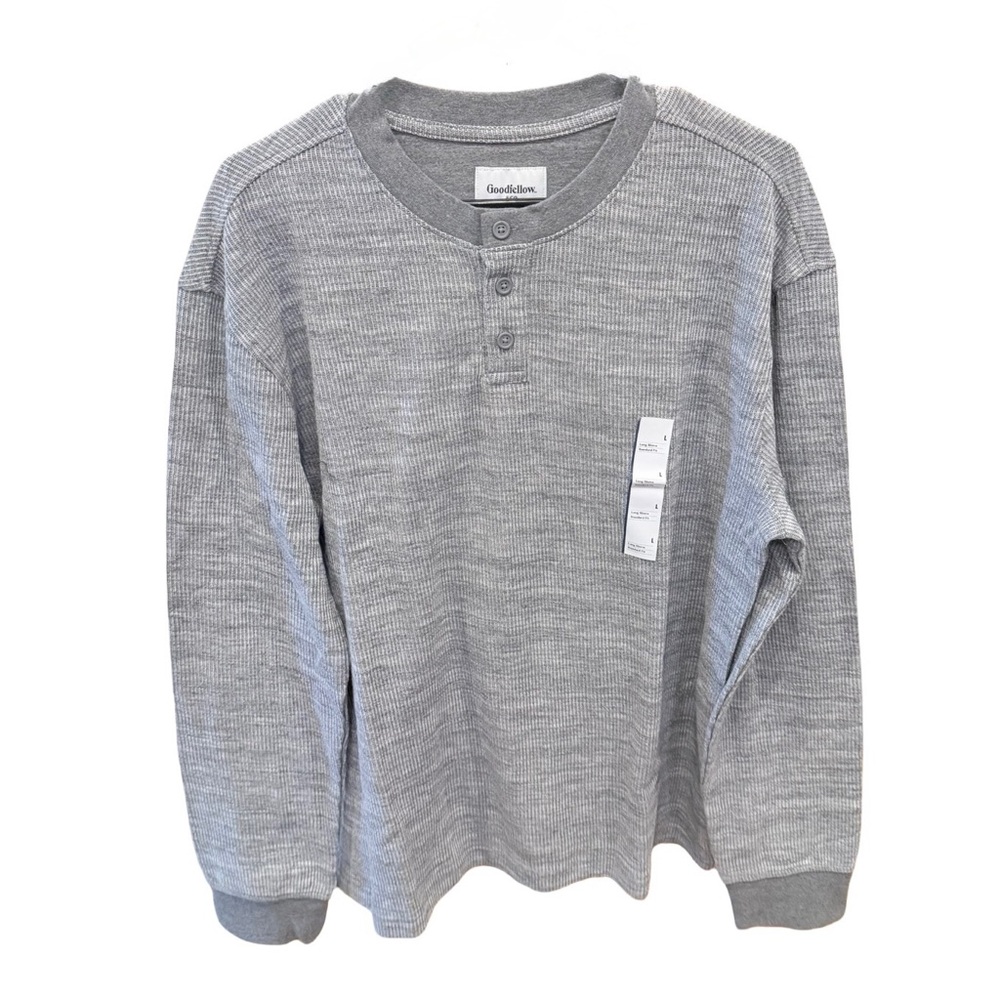Goodfellow & Co Gray Waffle Henley Long Sleeve